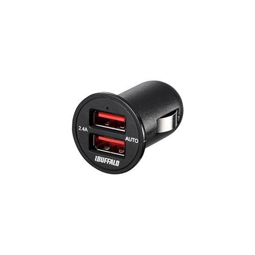 バッファロー BSMPS2401P2TBK 2.4A出力 シガーソケット用USB急速充電器 2ポートタイプ(ブラック)
