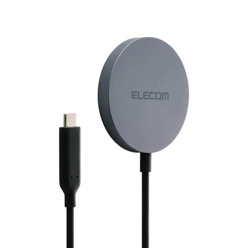 エレコム W-MA12BK ワイヤレス充電器 Qi2 25W 卓上パッド マグネット式 高速充電 Qi2対応スマホ用 Type-C一体型1m ブラッ