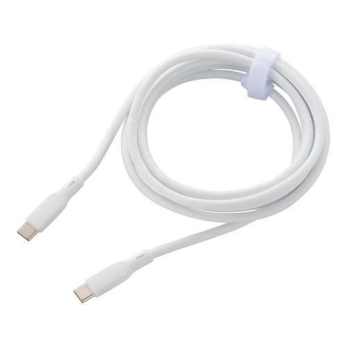 オーム電機 SMT-L20SCC-W なめらかケーブル USB-C to C 2m PD100W対応 ホワイト
