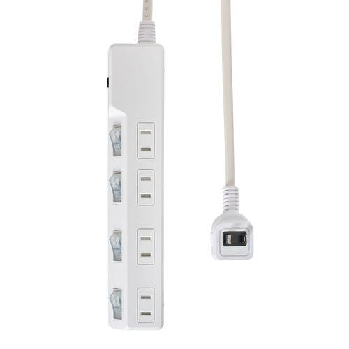 ELPA WLK-R41BW 電源タップ 4個口 1m 耐雷ブレーカー