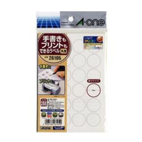 エーワン 26105 手書きもプリントもできるラベル ( はがきサイズ / 丸型24面 / 20mmφ / 12シート )