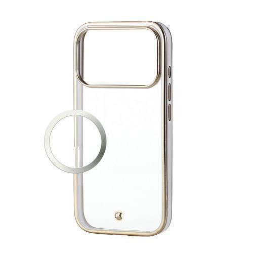 エレコム PM-A25CUCTMLGB iPhone 17 Pro ケース 磁気吸着対応メタルステッカー付 メタリックライン グレージュ