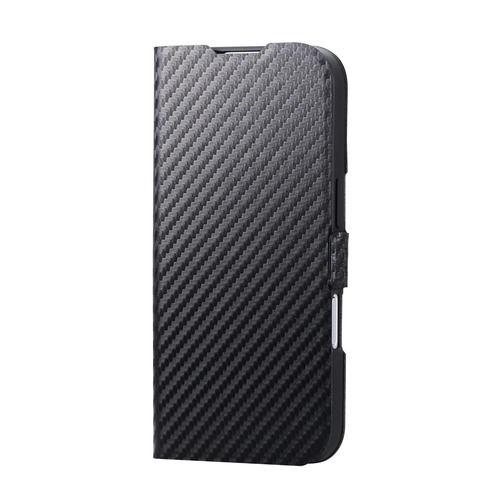 エレコム PM-A25APLFUCB iPhone 17 ケース レザー カバー 手帳型 マグネット フラップ UltraSlim カーボンブラック