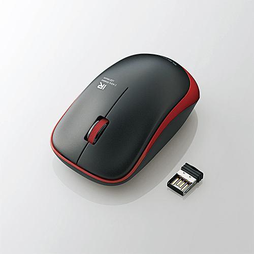 【推奨品】マウス エレコム 無線 ワイヤレス M-IR07DRRD 無線IRマウス 3ボタン レッド