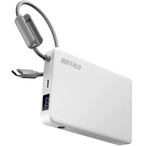 BUFFALO BMPBSA10000WH 半固体モバイルバッテリー Type-Cケーブル一体型 LEDモニターで残量確認 10000mAh ホワイ