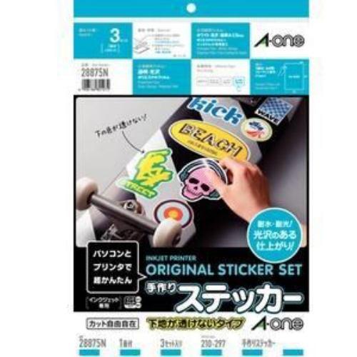 エーワン 手作りステッカー インクジェット 下地が透けないタイプ A4 1面