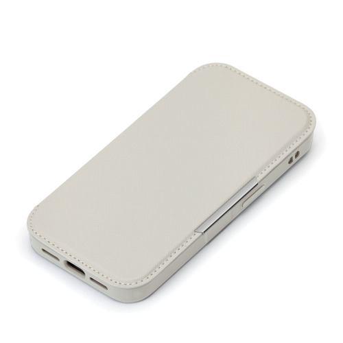 PGA PG-25KGF05GY iPhone 16e用 ガラスフリップケース サフィアーノ調 グレー