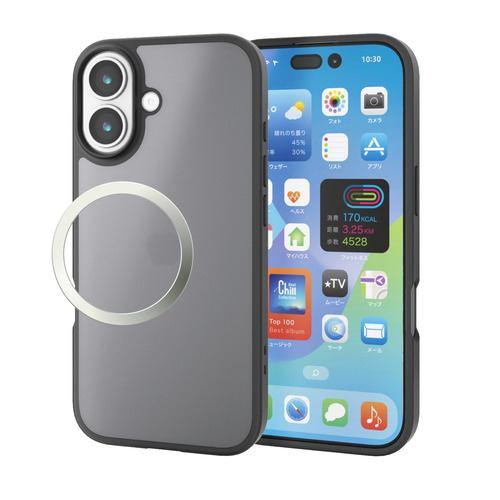 エレコム PM-A25AHVCKBK iPhone 17 ケース ハイブリッド カバー 磁気吸着対応メタルステッカー付 ブラック