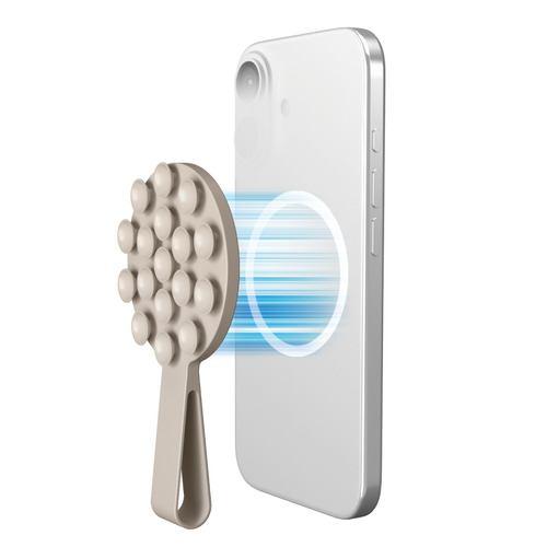 エレコム P-TKPTMAGB01BG スマホホルダー 吸盤 MagSafe対応 iPhone用 落下防止バンド付 コンパクト TakoPita ベ