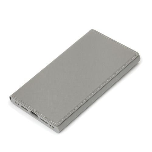 PGA PG-23BGF08GY iPhone15Pro ガラスフリップケース スクエアデザイン Premium Style グレー PG23BGF