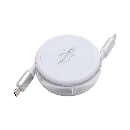 ミヨシ UPD-R01/WH からみにくいType-C コードリールケーブル USB PD 100W対応 ホワイト