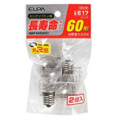 ELPA 長寿命ミニクリプトン球 60W形 E17 クリア 2個入 GKP-542LH(C)