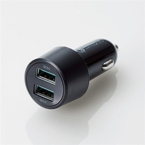 エレコム MPA-CCUQ05BK 車載充電器(Quick Charge3.0・36W・2ポート) ブラック
