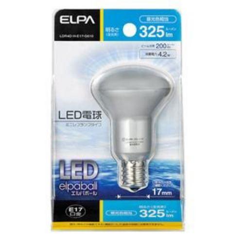 ELPA 30W形 E17口金 LEDミニレフ球 昼光色 LDR4D-H-E17-G610