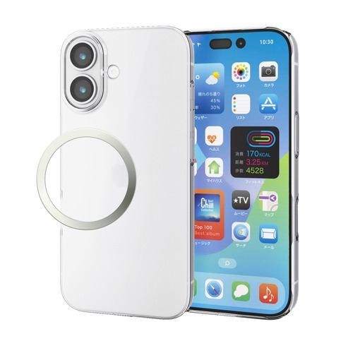 エレコム PM-A25APV06CR iPhone 17 ケース ハード カバー 極薄 磁気吸着対応メタルステッカー付 クリア