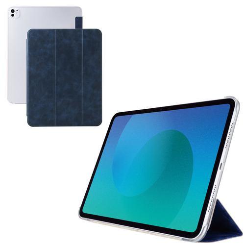 エレコム TB-A25PLWVNV iPad Pro ケース 13インチ ( M4 ) カバー 2アングル スタンド 軽量 薄型 背面クリア ネイビ