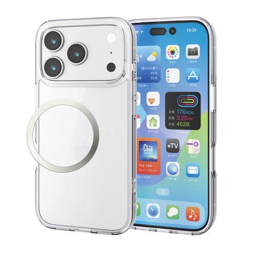 エレコム PM-A25CHVCG1CR iPhone 17 Pro ケース 磁気吸着対応メタルステッカー付 背面ガラス クリア