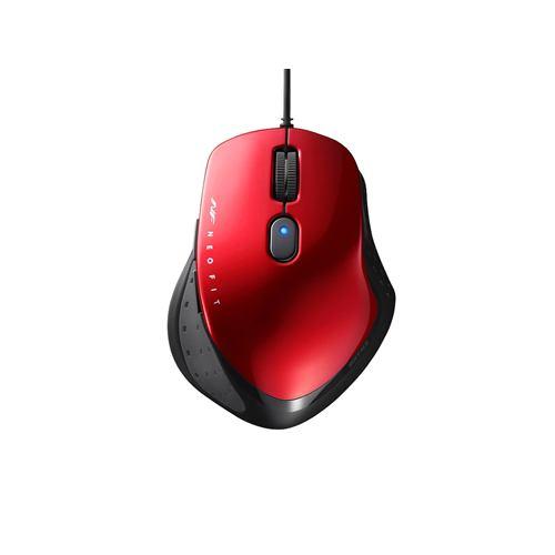 バッファロー BSMBU510MRD NEOFITマウス 有線/BlueLED光学式/静音/5ボタン Mサイズ レッド