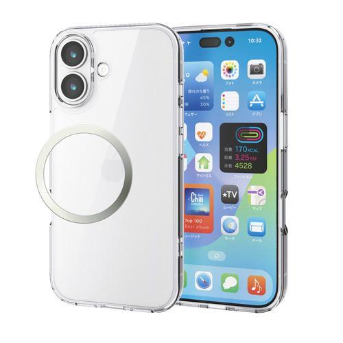 エレコム PM-A25AHVCKCR iPhone 17 ケース ハイブリッド カバー 磁気吸着対応メタルステッカー付 クリア