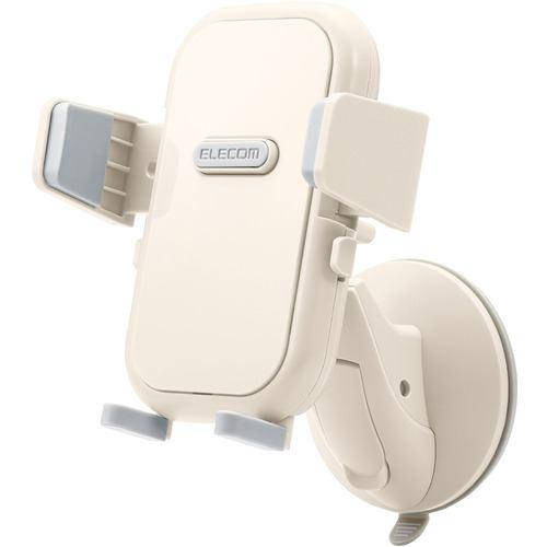 エレコム HA-STSC01IV スマホスタンド 壁付け 吸盤式 角度調節可 耐荷重250g 対応サイズ(幅54～87mm 厚み～20mm対応) ア