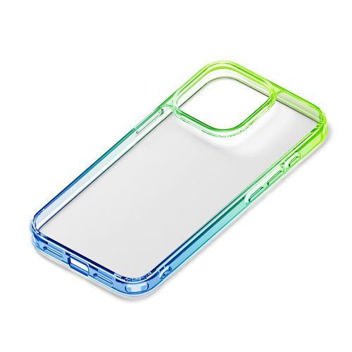 PGA PG-23BPT11GR iPhone15Pro グラデーションハイブリッドケース Premium Style グリーン×ブルー PG23B