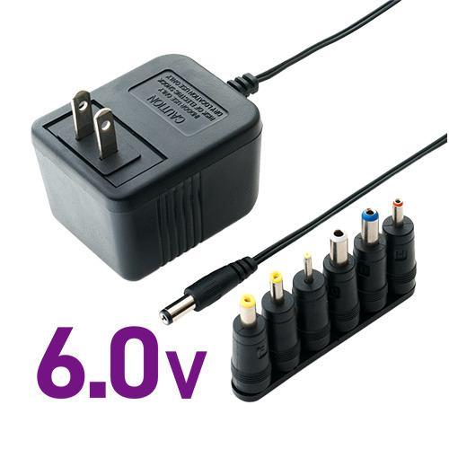 ナカバヤシ ADA-T60/S トランス式 AC/DCアダプタ 汎用 6種プラグ付属 6.0V出力