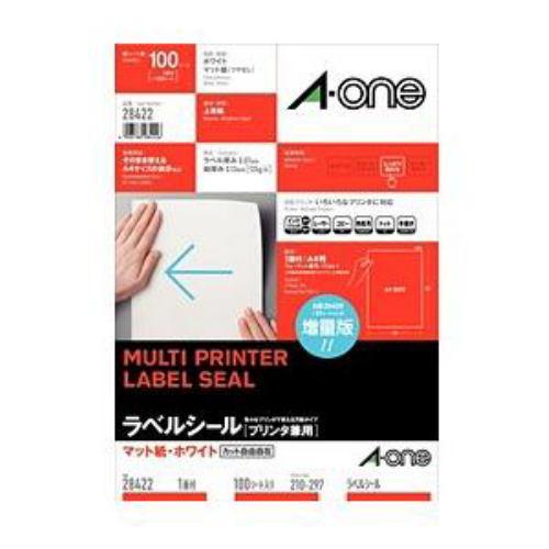 エーワン ラベルシール[プリンタ兼用] A4判1面 ノーカット 100シート 28422