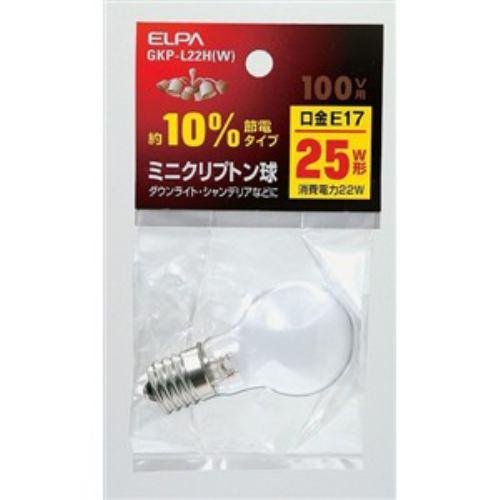 ELPA ミニクリプトン球 25W形 E17 ホワイト GKP-L22H(W)