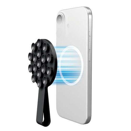 エレコム P-TKPTMAGB01BK スマホホルダー 吸盤 MagSafe対応 iPhone用 落下防止バンド付 コンパクト TakoPita ブ