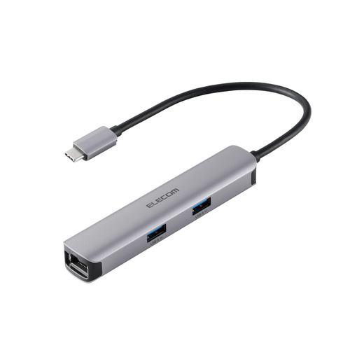 エレコム DST-052BPSV ドッキングステーション 5-in-1 USB-C ハブ HDMI 4K/60Hz USB-A×3 LAN シルバー