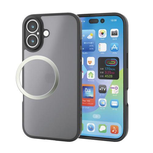 エレコム PM-A25AHVCKKBK iPhone 17 ケース ハイブリッド カバー 磁気吸着対応メタルステッカー付 極限保護 ブラック
