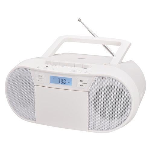 オーム電機 RCD-720T CDラジカセ 76mmスピーカー搭載 ワイドFM対応 Bluetooth マイク内蔵 ホワイト
