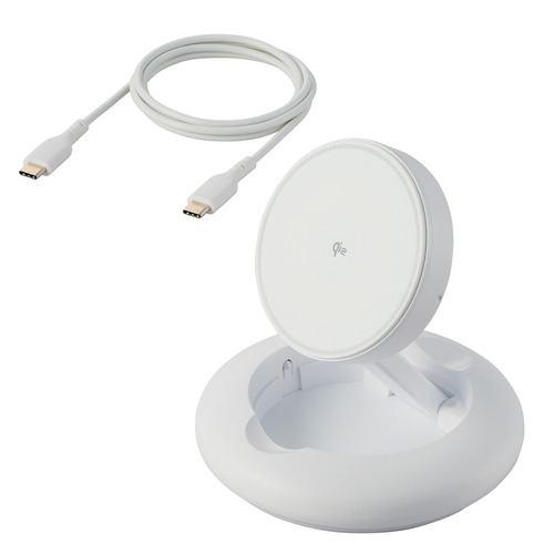 エレコム W-MA08WH マグネットQi2規格対応ワイヤレス充電スタンド(15W・折り畳み) iPhone AirPods対応 ホワイト
