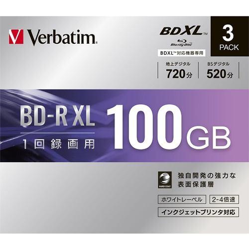 バーベイタム(Verbatim) VBR520YP3D1 録画用BD-RXL(片面3層)インクジェットプリンタ対応ワイドレーベル ケース付き3枚パッ