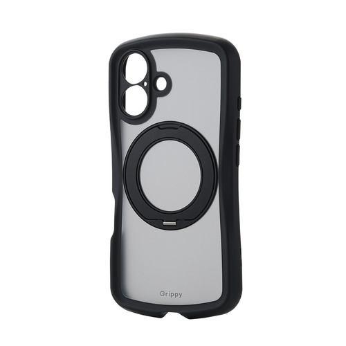 エレコム PM-A24AGRSTKMBK iPhone 16 ハイブリッドケース MAGKEEP ワイヤレス充電対応 Grippy ブラック