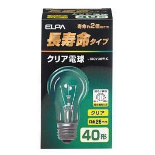 朝日電器 L100V38W-C ELPA(エルパ) 長寿命クリア電球 (全光束460lm /クリア 口金E26)