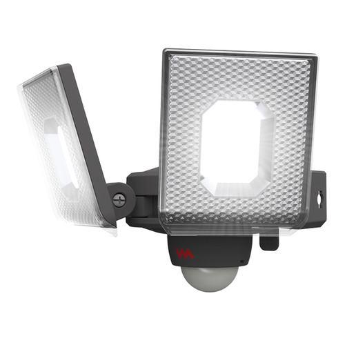 ムサシ LEDAC2014 7.5W×2灯スライド型LEDセンサーライト 白色 コンセント式 グレー