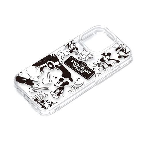 PGA PG-D23BPT08MKY iPhone15Pro クリアハイブリッドケース Premium Style 蒸気船ウィリー PGD23BPT