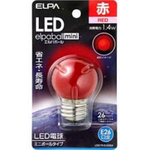 ELPA LDG1R-G-G254 LED電球 「エルパボールミニ」(ミニボール形/赤・口金E26)