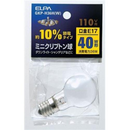 ELPA ミニクリプトン球 40W形 E17 ホワイト GKP-H36H(W)
