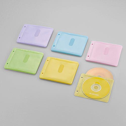 エレコム Blu-ray・CD・DVD対応不織布ケース 2穴 アソートカラー 30枚(両面収納) CCD-NBWB60ASO