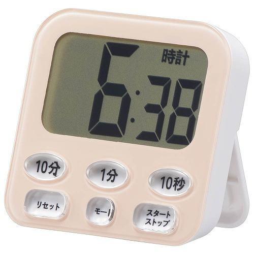 オーム電機 COK-T141-P 時計付きタイマー 100分計 アラーム時間 約30秒 時計機能付 液晶4桁表示 ピンク