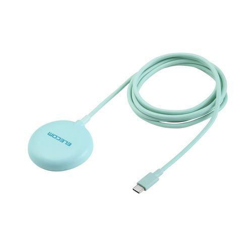 エレコム W-MA10GN ワイヤレス充電器 マグネット式 Qi2 15W 高速充電 ティール