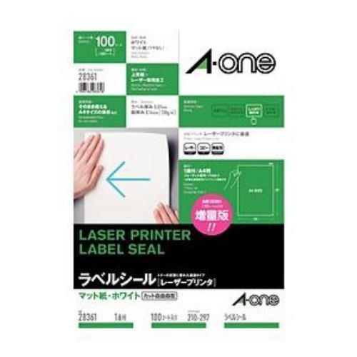 エーワン ラベルシール[レーザープリンタ] A4判1面 ノーカット 100シート 28361
