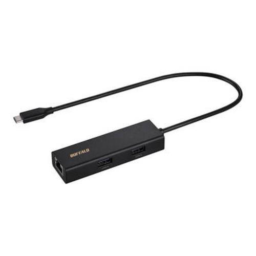 BUFFALO LUD-U3-CU101BK LAN変換アダプタ USB-C オス→メス LAN USB-Ax3 1Gbps対応 Mac・Win対応