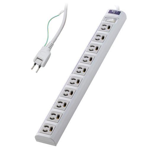 エレコム T-T05-31050LGRS 電源タップ 3ピン 10個口 5m マグネット 雷ガード コード側5口一括スイッチ ライトグレー