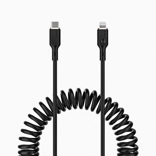 AUKEY CB-CL19-BK 急速充電対応ケーブル Coiled Series [Type-C to Lightning] 1.5m コイル型 