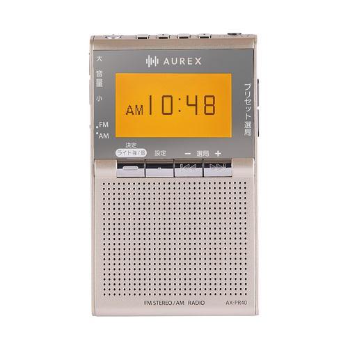 東芝 AX-PR40(N) ポケットラジオ AUREX(オーレックス) 漢字対応液晶パネル搭載 LEDライト付 サテンゴールド