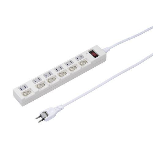 ヤザワコーポレーション Y02BKS671WH 電源タップ 6個口 個別スイッチ付 1m ホワイト