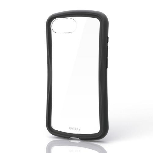 エレコム PM-A26SGRPFCBK iPhone 17e/16e Grippy ハイブリッドケース フレームカラー メタルステッカー付